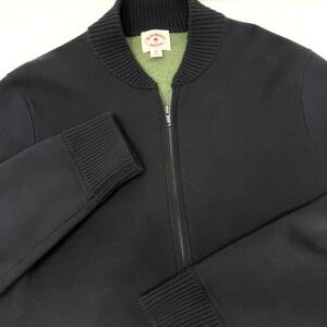 Brooks Brothers Red Fleece Mens Medium Navy Blue Full Zip Bomber Sweater